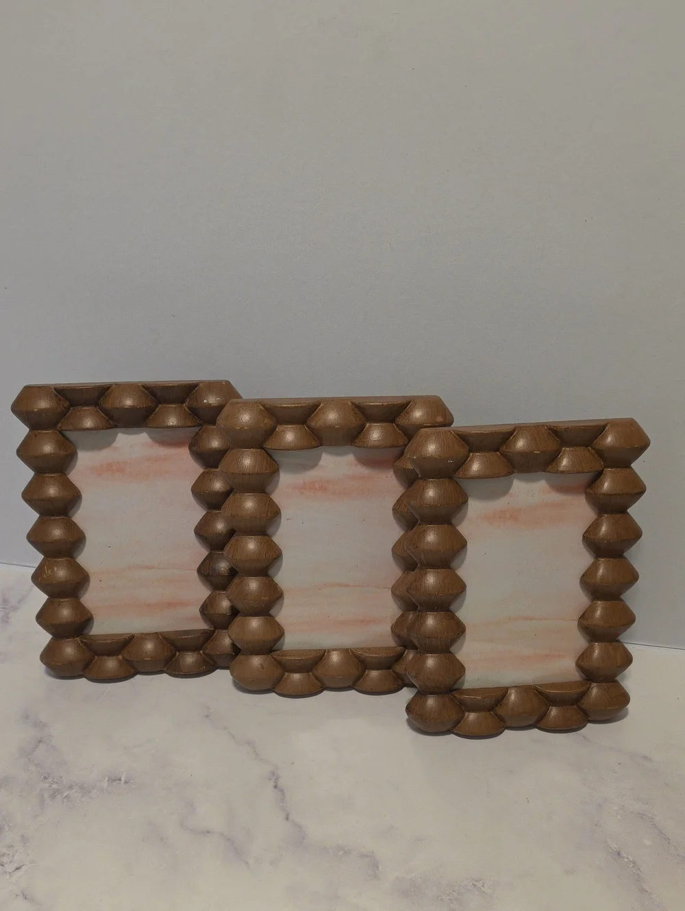 Ashland Wood Bead Frame Trio - Brown Decorative Photo Frames Set Of 3